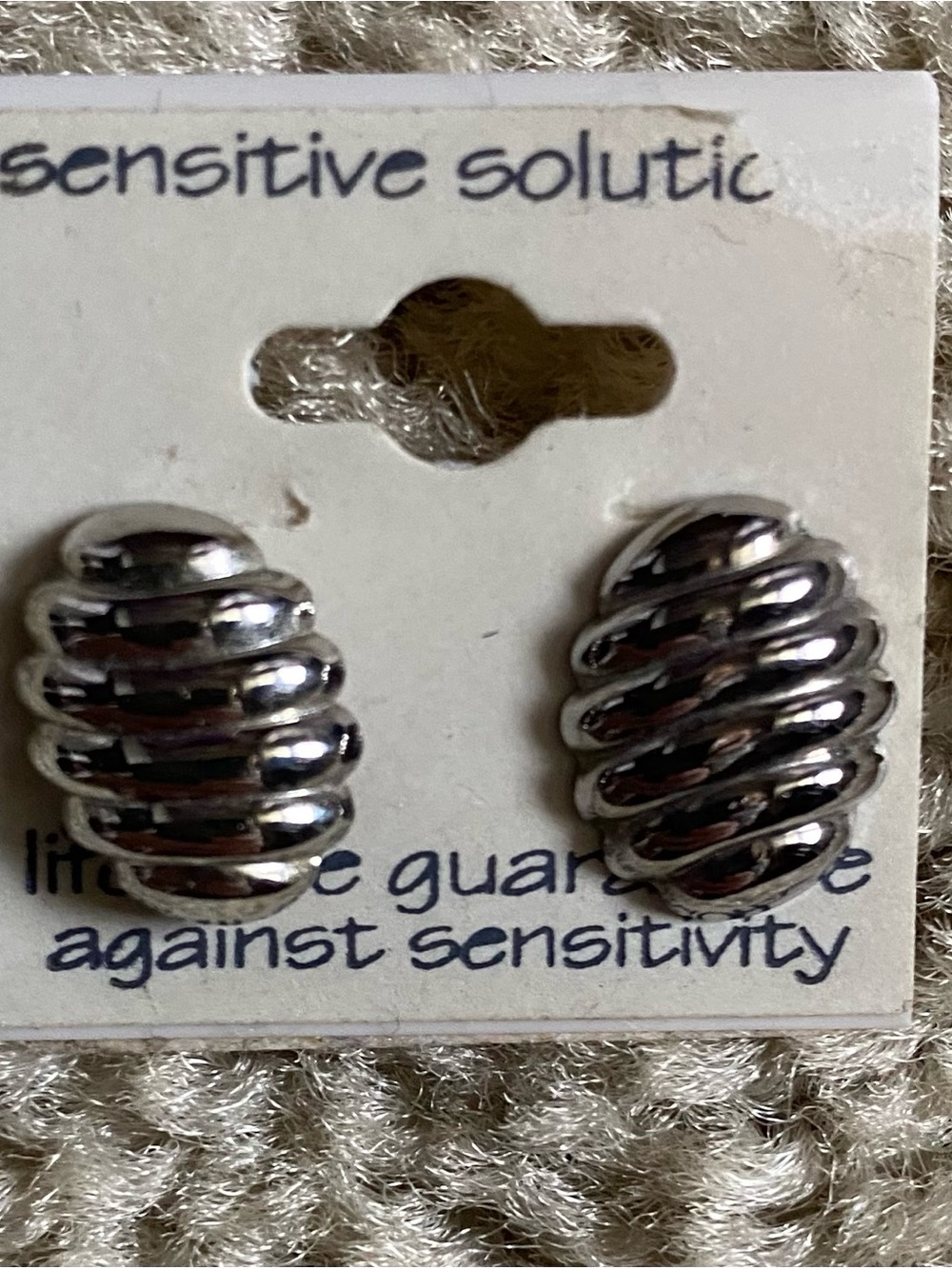 Silver Ribbed Dome Earrings